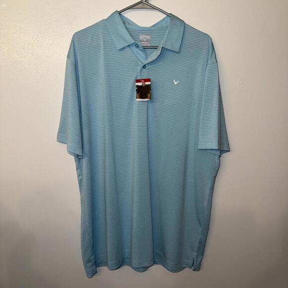 Callaway Golf Polo Shirt Opti-Dri Striped Short Sleeve Blue X Large D7-12 - Picture 2 of 3